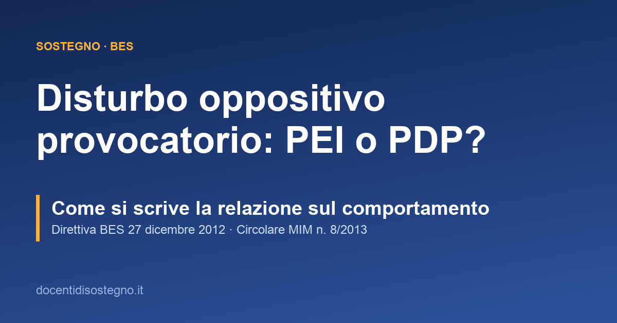 Docente che compila la relazione per un alunno con disturbo oppositivo provocatorio, fra PEI e PDP