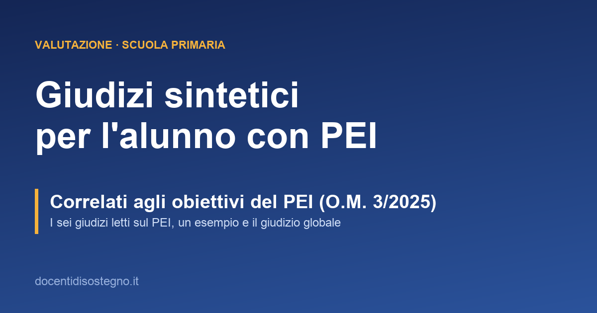 Tabella che collega gli obiettivi del PEI ai giudizi sintetici della scuola primaria