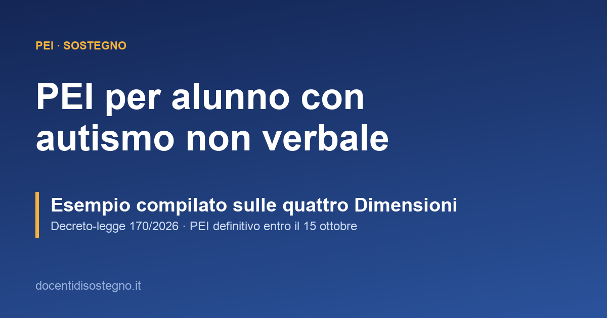Copertina del PEI per alunno con autismo non verbale, esempio compilato con la scadenza del 15 ottobre