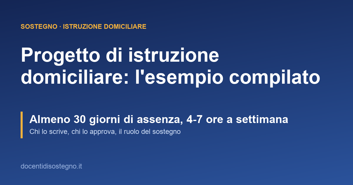 Progetto di istruzione domiciliare: esempio compilato per un alunno che segue le lezioni da casa