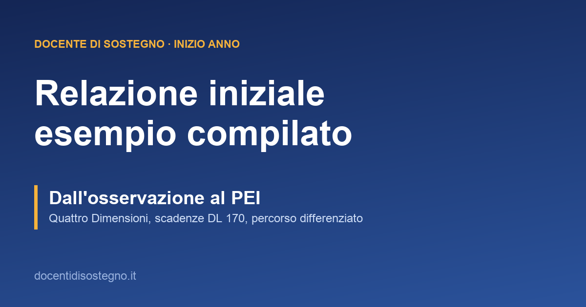 Relazione iniziale del docente di sostegno: esempio compilato e collegamento con il PEI